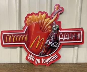 McDonald's - Coca-Cola - We Go Together Advertising Sign 24"X18"