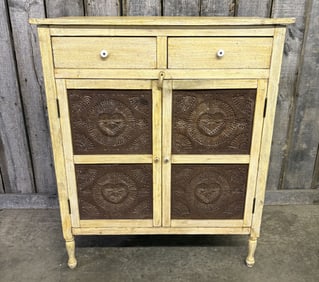 Primitive Style Farmhouse Punched Tin Pie Safe 21"X39"X46"