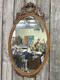 Vintage Oval Wall Mirror With Ornate Frame 26"X45"