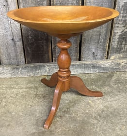 Vintage Maple Primitive Style Dough Bowl On Stand 11"X21"X23"