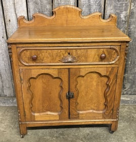 Antique Eastlake Victorian Wash Stand With Carved Backsplash 17"X31"X38"