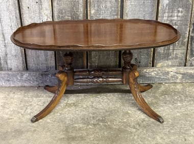 Vintage Coffee Table With Brass Feet 19"X33"X18"