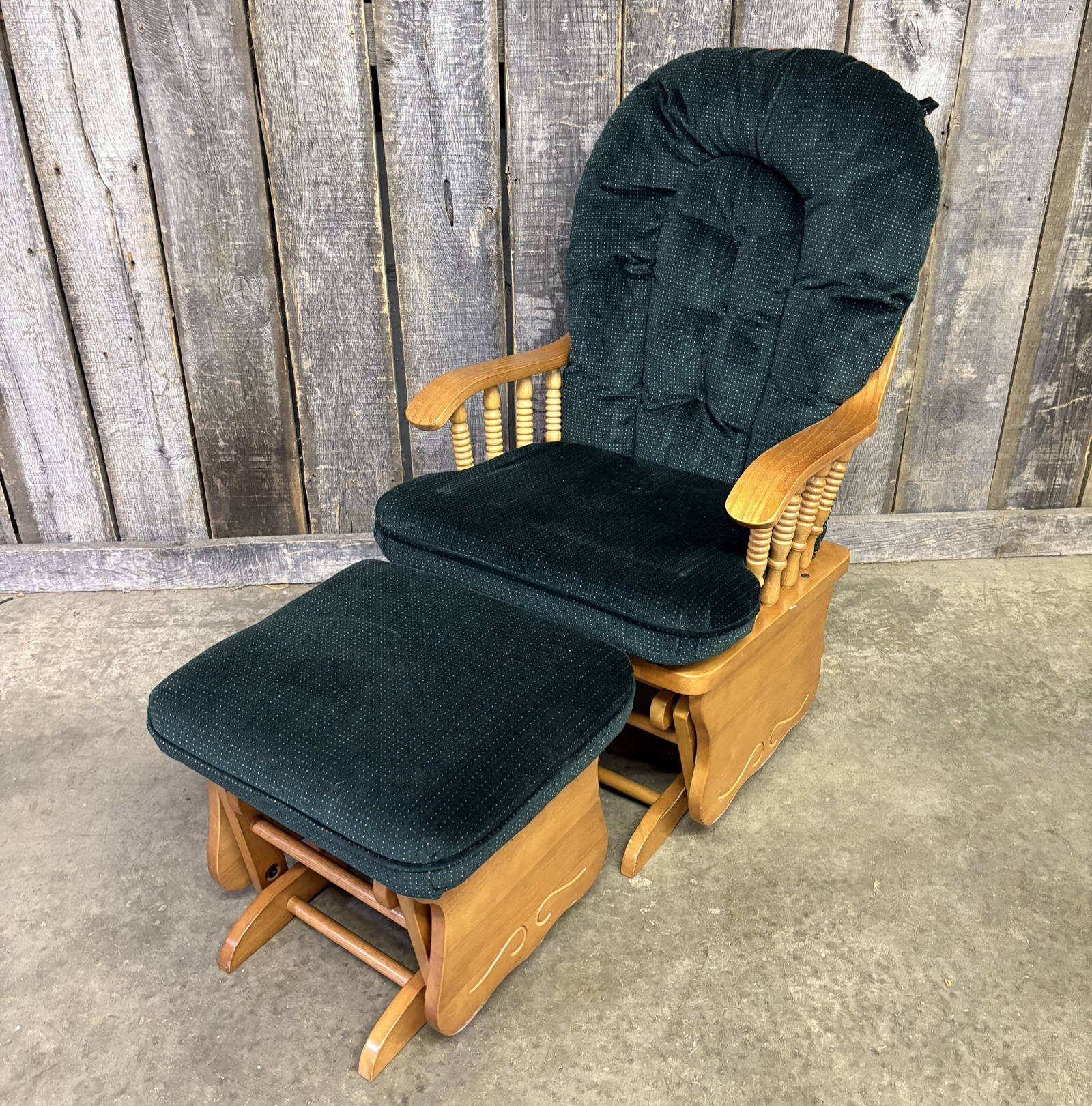 Vintage Oak Glider With Gliding Ottoman - Nursery Chair 24