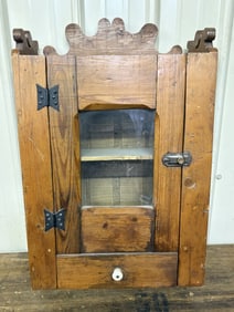 Antique Early Wall Mounted Spice Or Apothecary Cabinet - Dayton Breweries On Backside 9"X19"X33"