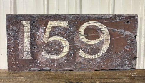 Antique Early Painted "159" Wall Sign 35"X15"
