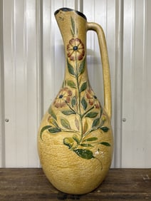 Southwestern Mexican Hand Painted Terra Cotta Pitcher 12"X12"X31"