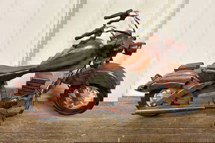 Vintage Handcrafted Wooden Motorcycle Highly Detailed With a Variety of Woods 2"X15"X8"