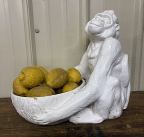 Vintage Monkey Fruit Bowl 10"X14"X14"