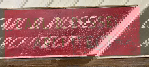 Carl D Russell, Architect Display Sign, Painted by Billy Smith 18"X48"X2"