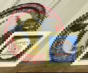 Vintage 1993 Cow Face Tin Tray 13" by Potpourri Press Paisley Farmhouse Chic Country, Vermont Happy