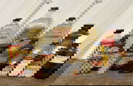 Collection Of Assorted Apothecary Bottles 2"X4"X10"