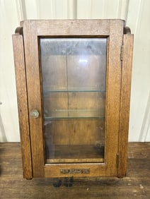 Antique Smokers Cabinet with Glass Door, Fair Scale Co, Louisville 7"X18"X29"