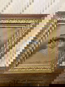 Framed Antique Portrait of African American Woman In Antique Frame With Gold Accents 27"X31"