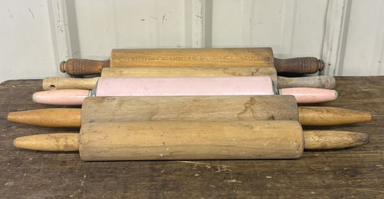 Collection of Five (5) Vintage to Antique Rolling Pins 2"X2"X18"