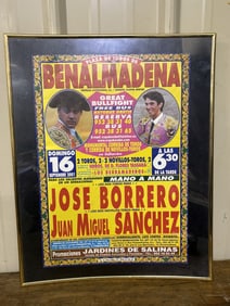 Framed BENALMADENA Bull Fight Poster 16"X20"