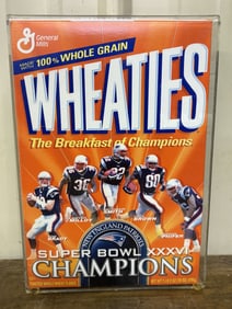 Framed New England Patriots Super Bowl XXXVI Champions Wheaties Box 4"X9"X13"