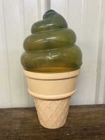 Large Ice-Cream Cone Coin Bank Display 6"X6"X14"