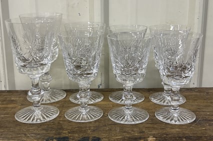 Set of Two(2) and Four (4) Cut Crystal Glasses/Goblets, with Star of Edinburgh Pattern (3"X3"X8")