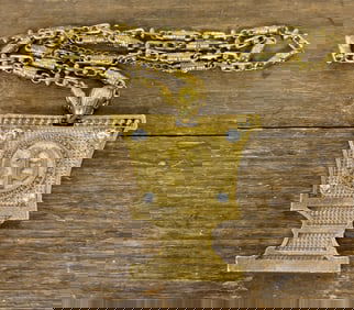 Large Gold Decorated "P" Goblet On Chain 2.5"X3"X16"