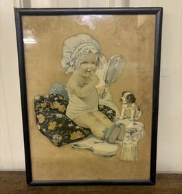 Vintage Framed Beatrice Mallet Print 13"X17"