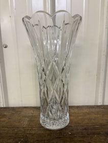 Gorham Full Lead Crystal Cut Glass Lady Anne 7"X7"14" Flower Vase Blown Glass Czech Republic
