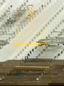 Vintage Wrought Metal Folding Chair, Child's 12"X12"X23"