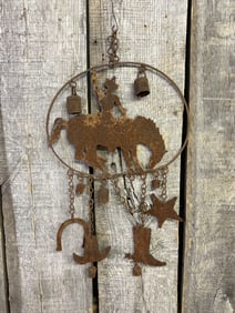 Plasma Cut Rodeo Cowboy, Wind Chimes 12"X24"