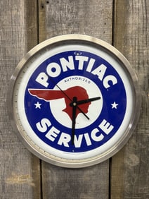 Authorized Pontiac Service Advertising Wall Clock 13"X13"X3"