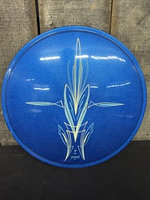 Blue Pinstripe Hubcap - Wall Art 15"