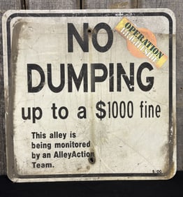 Metal No Dumping Sign 24"X24"