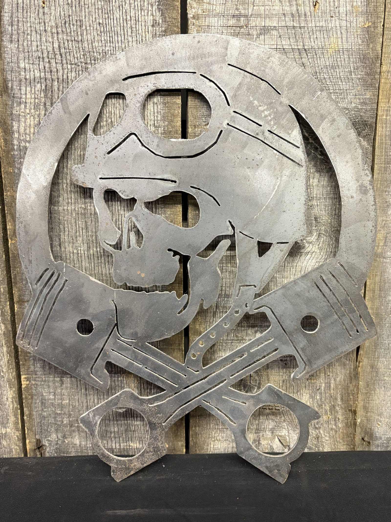 Mechanic Skull - Pistons Steel Sign 15"X18": Mechanic Skull - Pistons Steel Sign 15"X18"