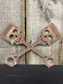 Mechanic Skull - Pistons Steel Sign 12"X9"