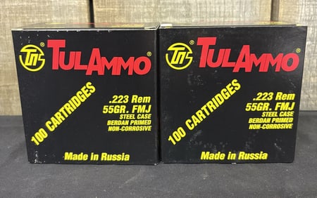 200 Rounds TulAmmo .223 REM. 55GR. FMJ. 5"
