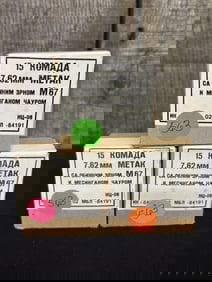 45 Rounds 7.62X39MM M67 Ammo - Yugoslavian App. 2.5"X5"