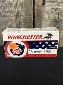 50 Rounds 9mm 115 Gr. Winchester USA App. 2.5"X5"