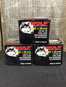 60 Rounds 7.62X39MM Wolf 122 GR. HP. App. 2.5"X5"
