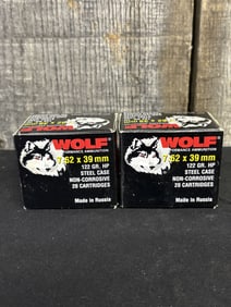 40 Rounds 7.62X39MM Wolf 122 GR. HP. App. 2.5"X5"