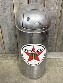 Vintage Aluminum Trash Bin - Texaco 13"X13"X36"