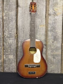 Global Acoustic Guitar Signed By Aaron Tippin 13"X34"X3.5"