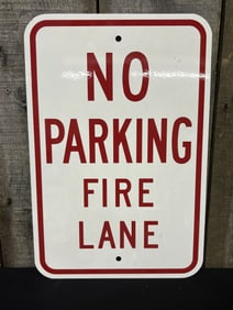 No Parking Fire Lane Metal Sign 12"X18"