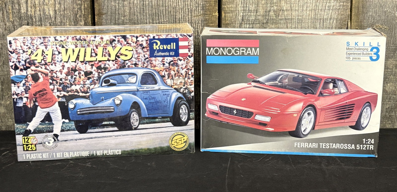 Revell - Monogram Kit Cars '41 Willys - Ferrari Testarossa 512TR 4"X7"X9": Revell - Monogram Kit Cars '41 Willys - Ferrari Testarossa 512TR 4"X7"X9"