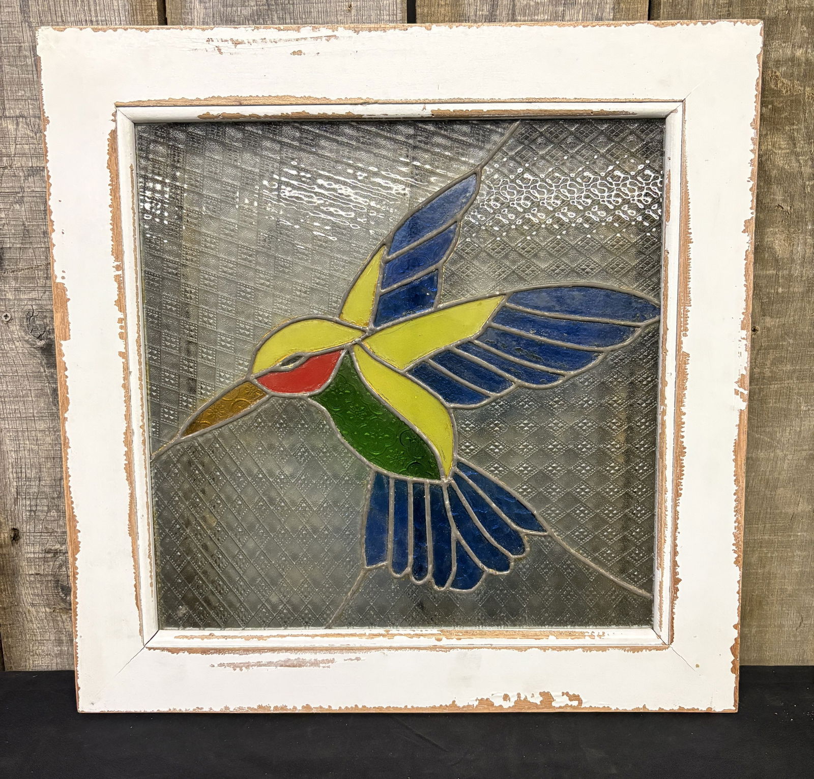 Hummingbird Stained Glass Decorated Window 22"X22": Hummingbird Stained Glass Decorated Window 22"X22"