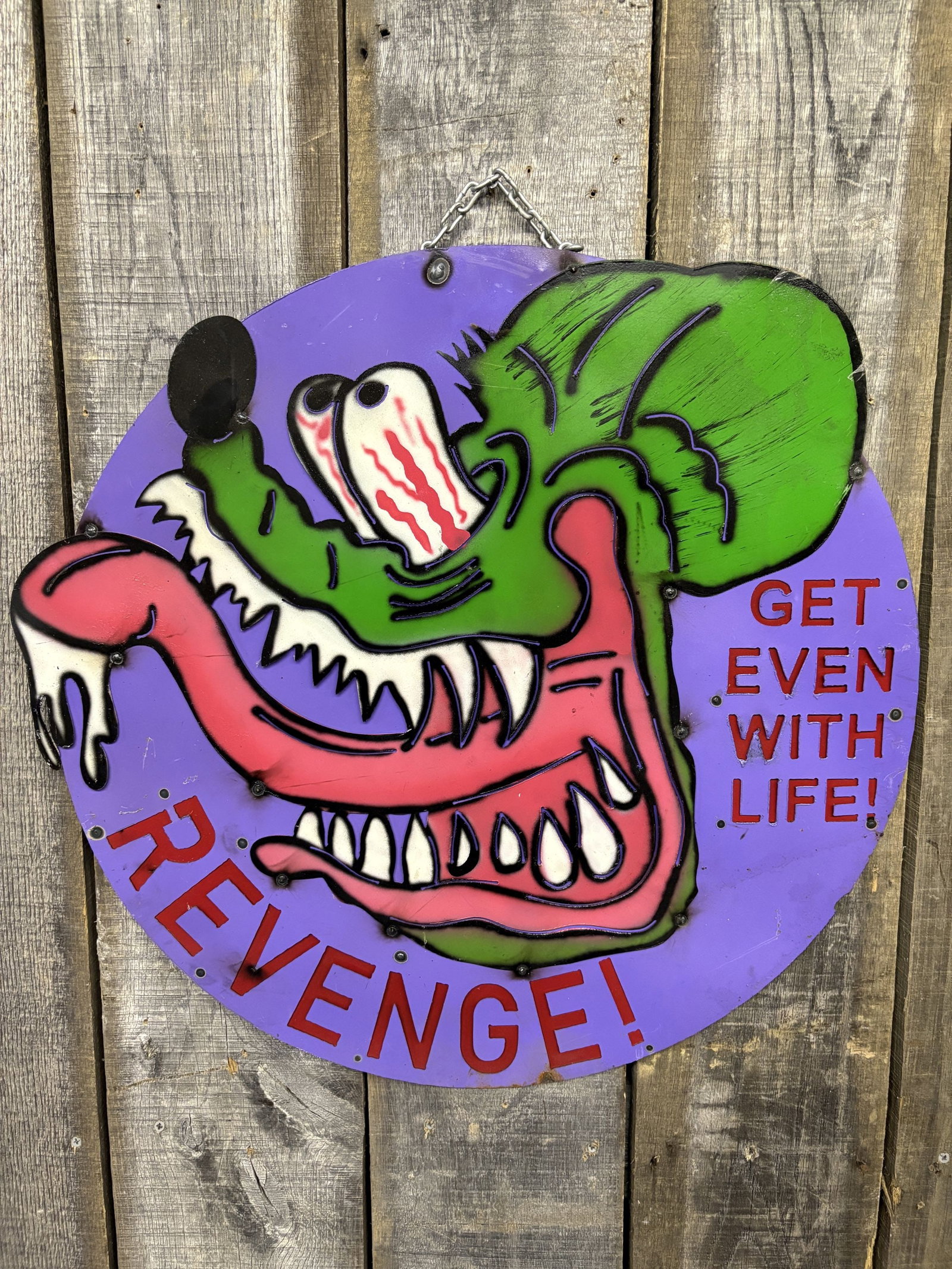 Rat Fink Metal Art Sign "Revenge" 26": Rat Fink Metal Art Sign "Revenge" 26"