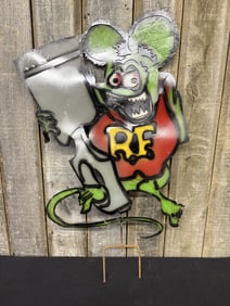 Rat Fink Custom Metal Art Standing Sign - Yard Sign 26"X44"