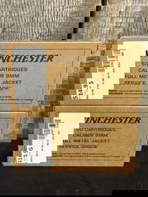 2 Full Boxes of Winchester 9mm Cartridges App. 2.5"X5"
