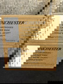2 Full Boxes of Winchester 9mm Cartridges App. 2.5"X5"