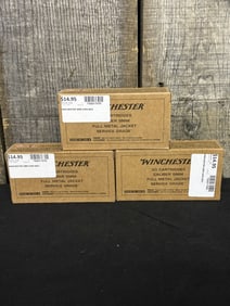 3 Full Boxes of Winchester 9mm Cartridges App. 2.5"X5"