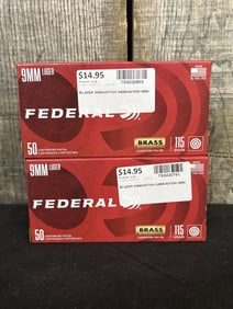 2 Full Boxes of Federal 9mm Luger App. 2.5"X5"