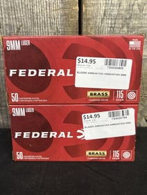 2 Full Boxes of Federal 9mm Luger App. 2.5"X5"