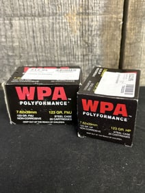 Two Boxes of 7.62x39mm App. 2.5"X5"